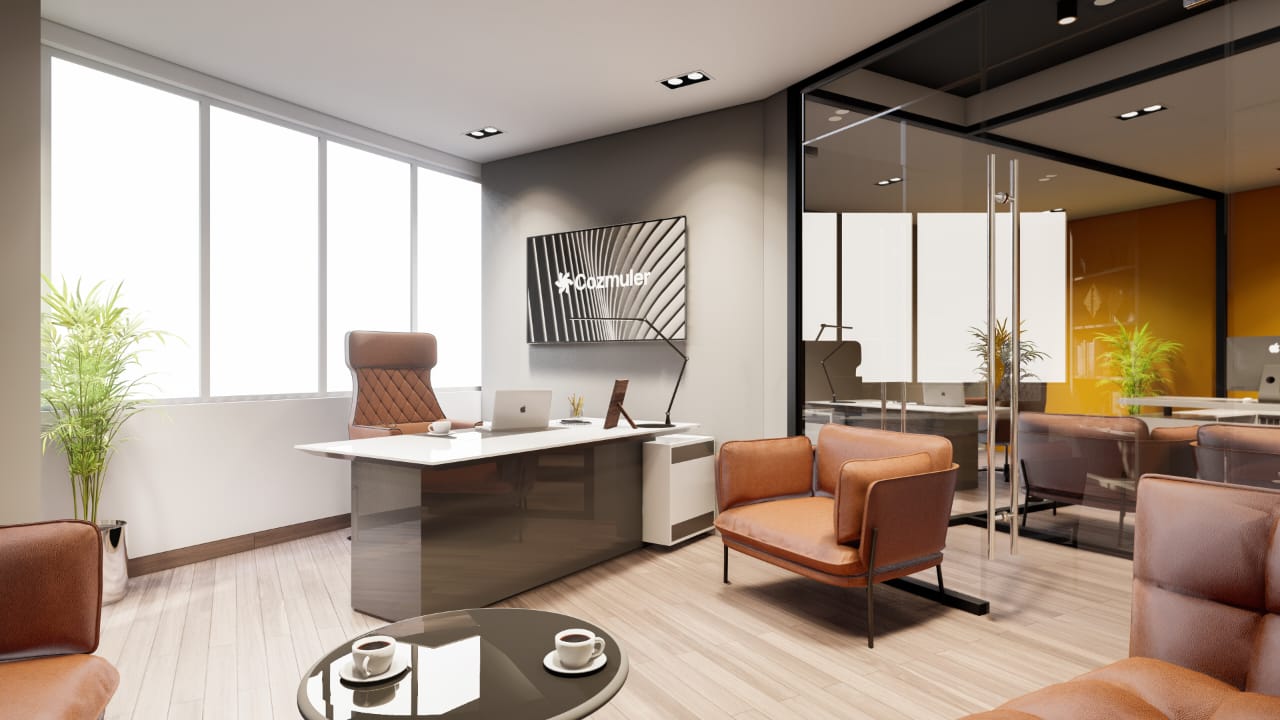 3D Office interior Design with chairs and office table